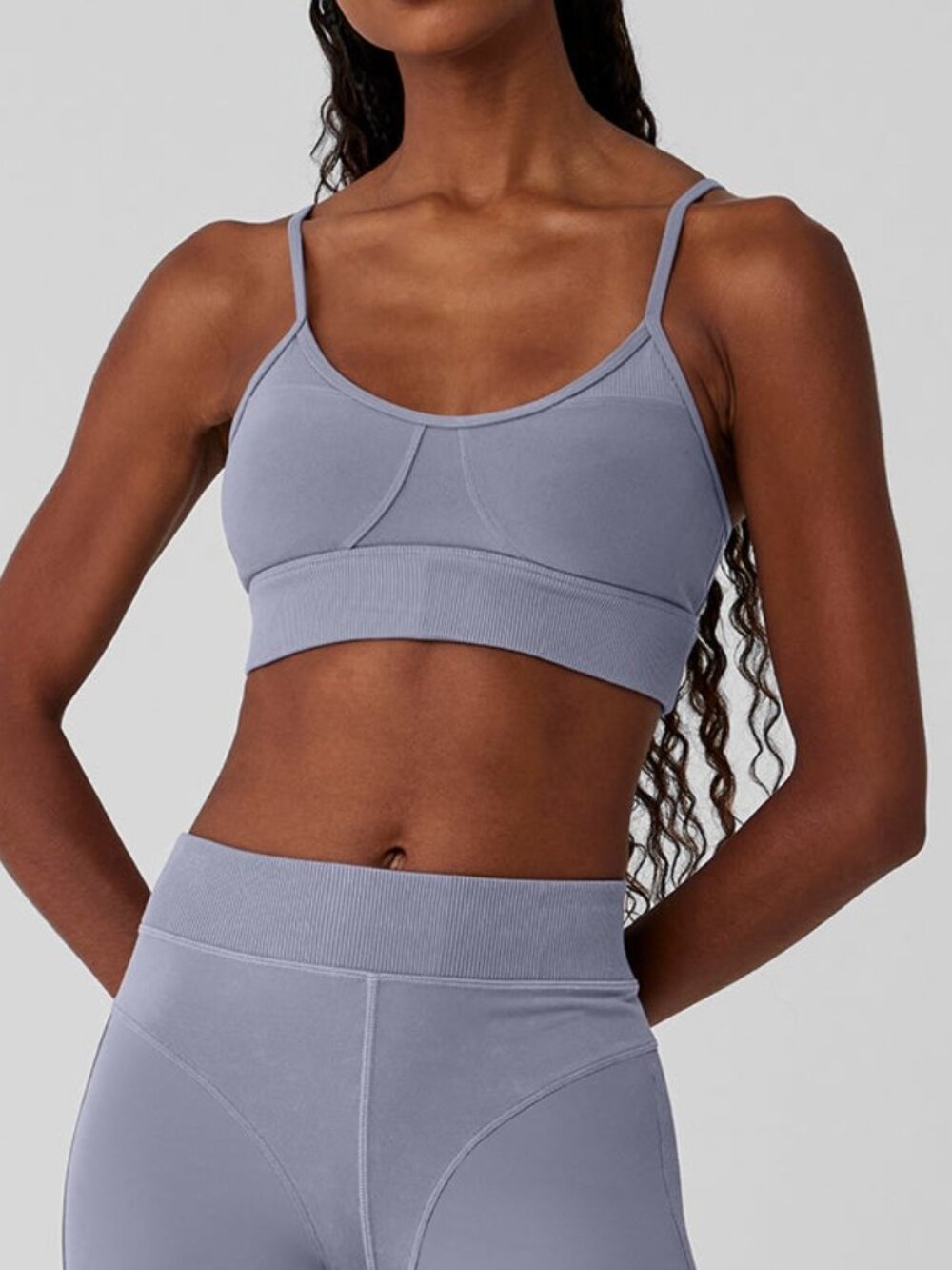 Alo Yoga Alosoft Head Start Sports Bra In Gray M